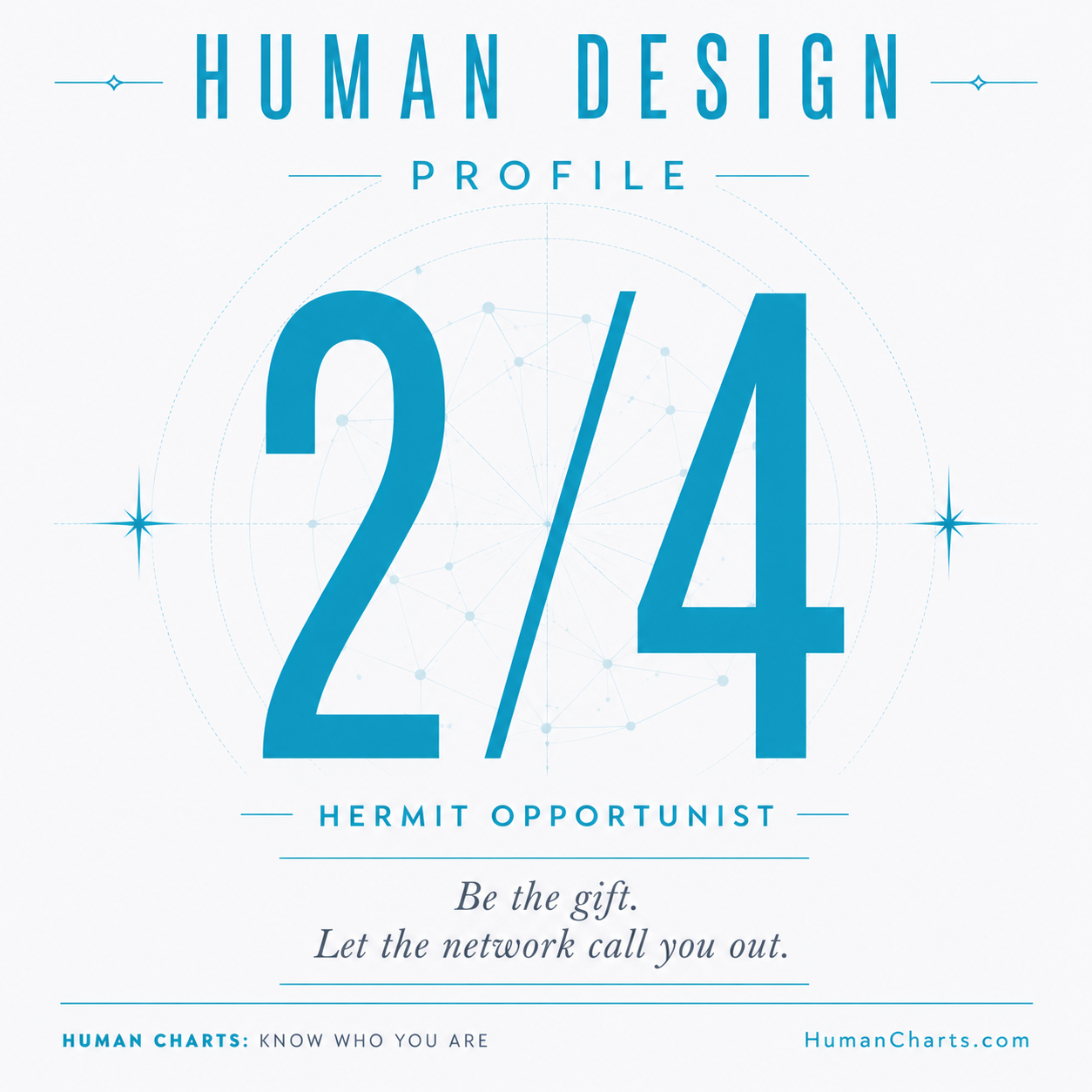 Visual representation of the 2/4 profile — the Hermit Opportunist.