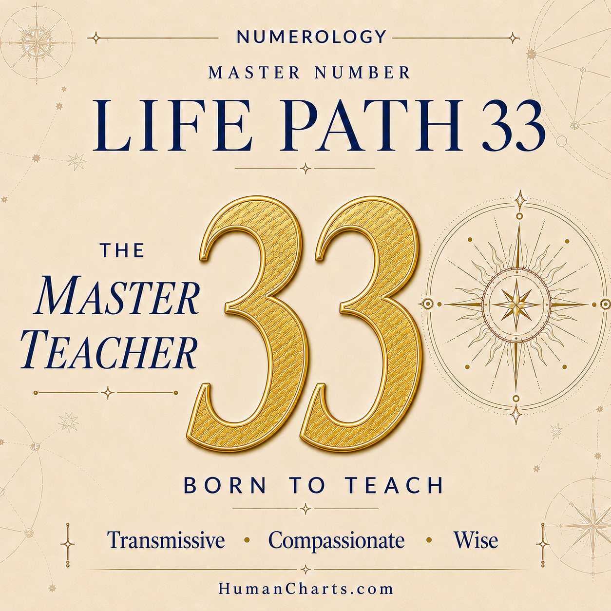 Visual representation of Life Path 33 in Numerology — the Master Teacher — wisdom, compassion, transmission, collective service.