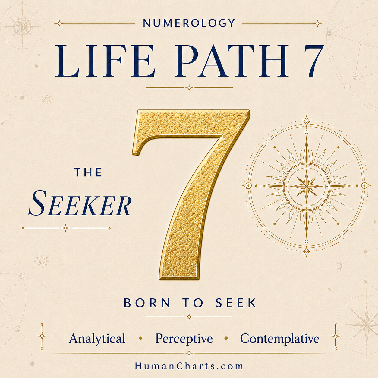 Visual representation of Life Path 7 in Numerology — the Path of the Seeker — depth, inquiry, contemplation, solitude.