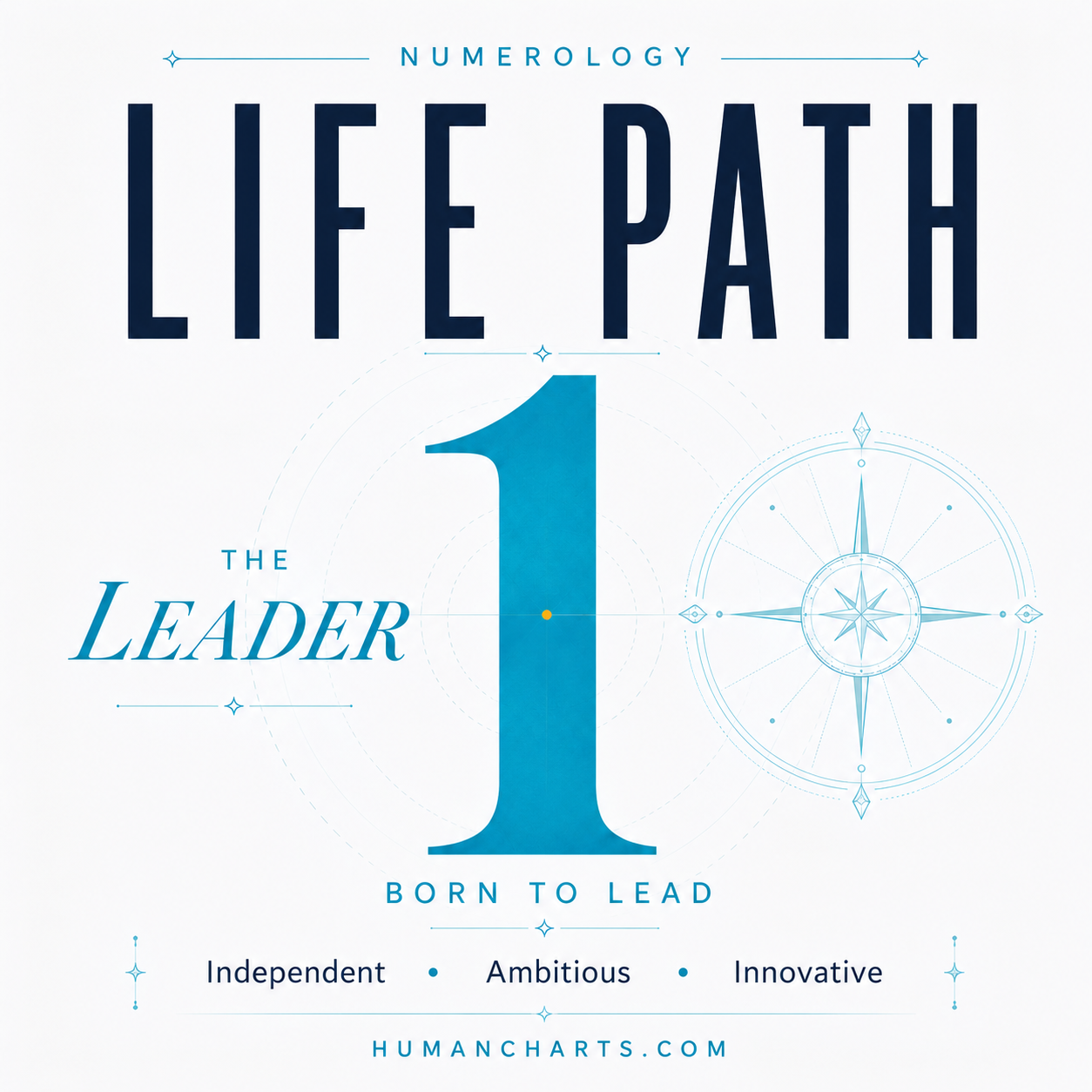 Visual representation of Life Path 1 in Numerology — the Path of the Leader — independence, initiation, will, self-mastery.